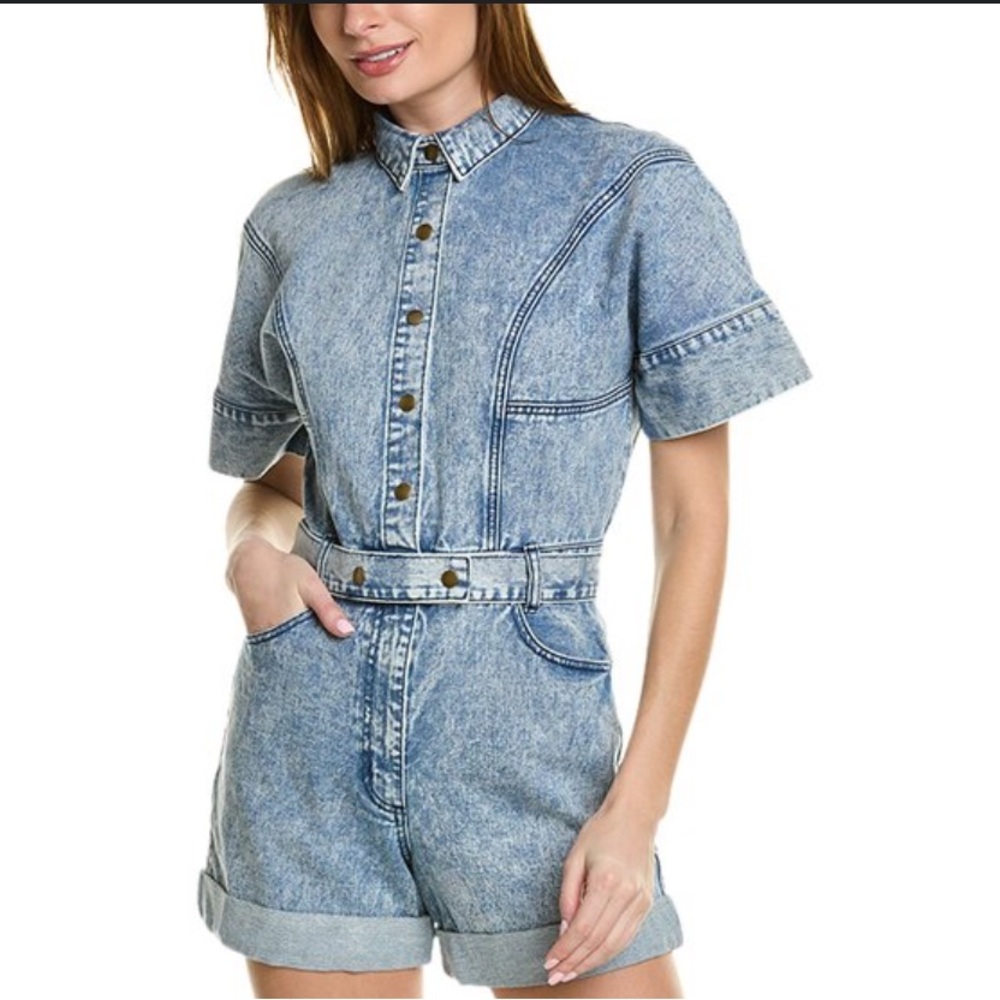 Bardot Saskia Denim Romper In Blue